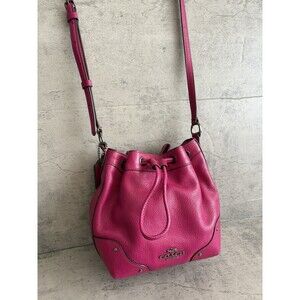 COACH Leather DrawstringBucket Mickie Satchel ShoulderCrossbody Bag 35363 Pink